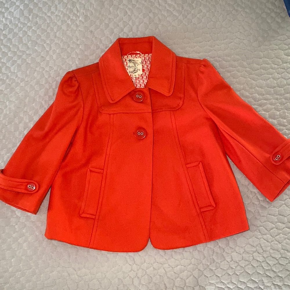 Tulle short blazer/ coat, orange, Size L